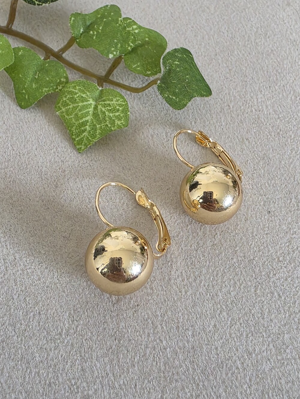 Gold Filled Sphere Drop Earrings Leverback Ball Dangle High Polish